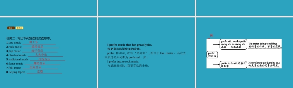 九年级英语全册 Unit 9 I like music that I can dance to Section A(1a 2d)课件 (新版)人教新目标版 课件