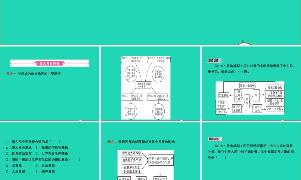 中考地理复习 六下 第八章 东半球其他的地区和国家(第1课时)课件 鲁教版 课件