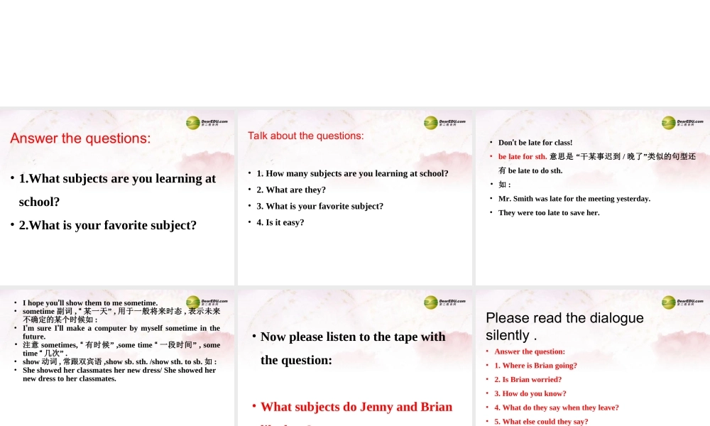 中学七年级英语下册 Lesson 9课件 冀教版 课件