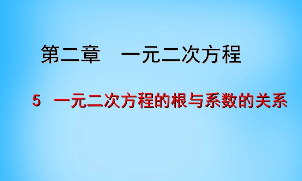 九年级数学上册 25 一元二次方程的根与系数的关系课件 (新版)北师大版 课件