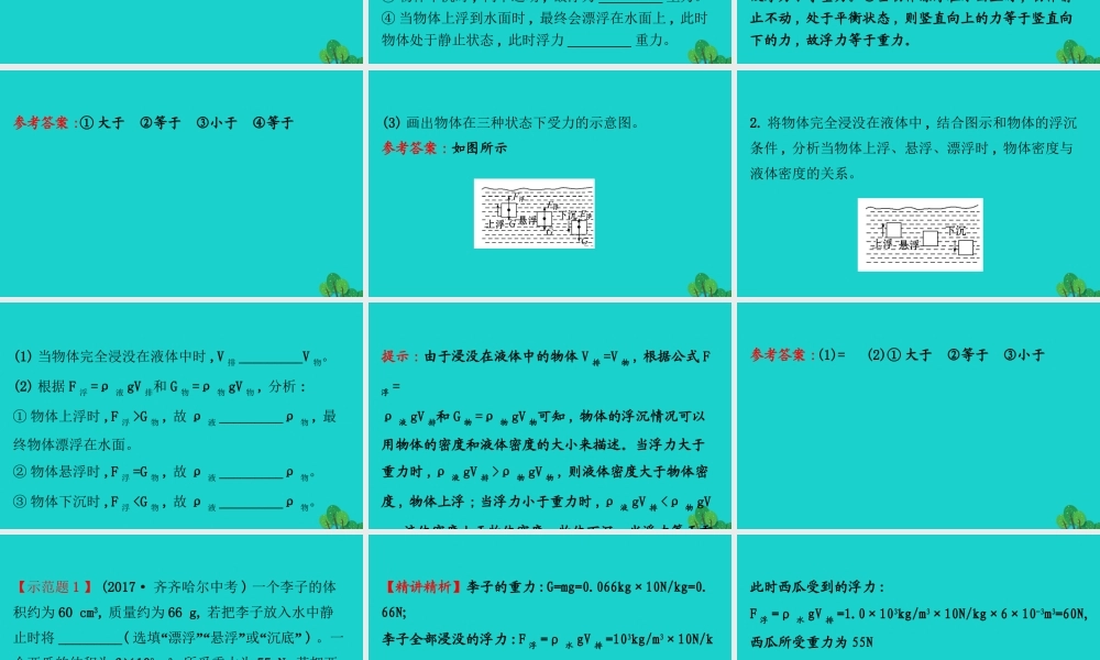 八年级物理下册 10.3物体的浮沉条件及其应用习题课件 (新版)新人教版 课件