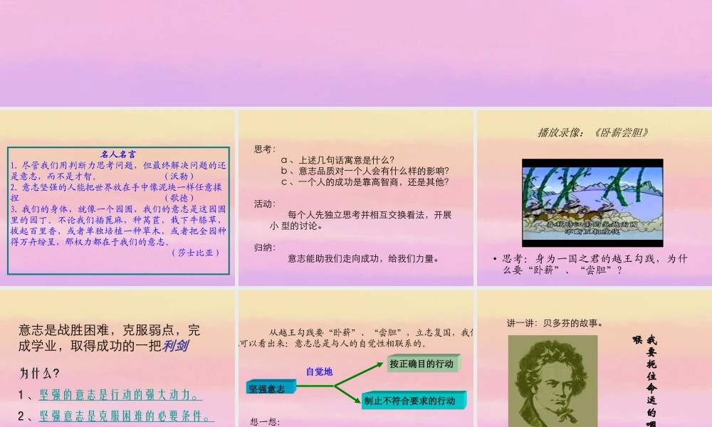 中学七年级政治下册 磨砺坚强意志课件1 课件