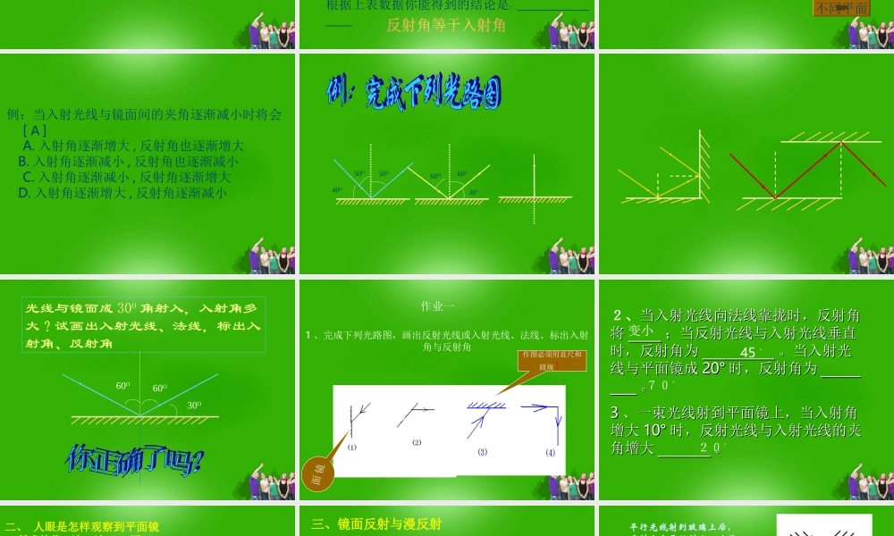 八年级物理上册 3.2探究光的反射定律课件 粤教沪版 课件