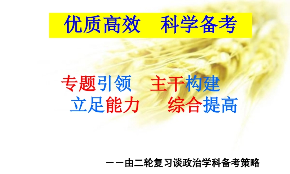 二轮复习谈政治学科备考策略