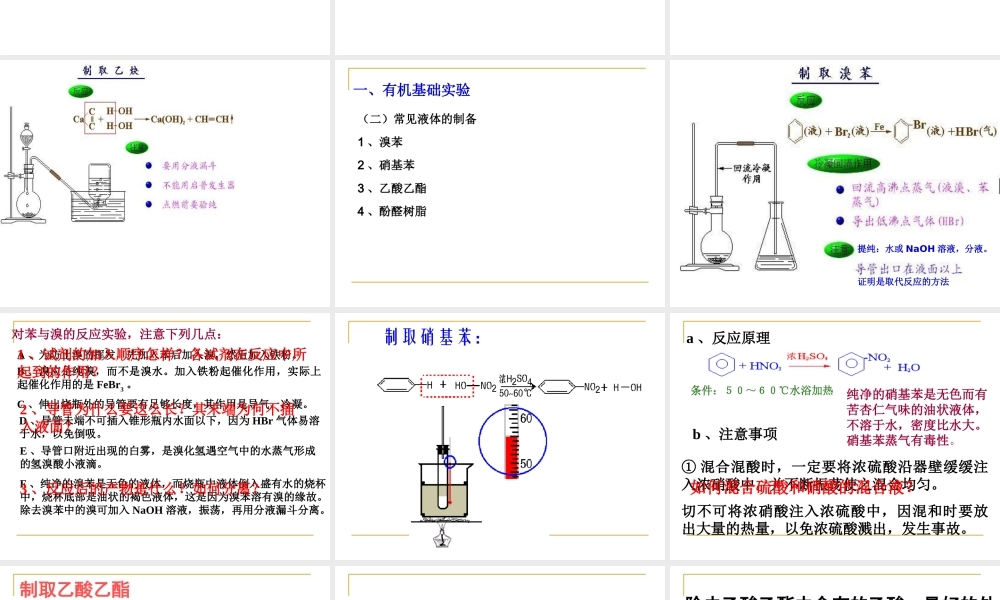 届广东高三第一轮复习有机化学全套复习课件：有机实验 试题-2