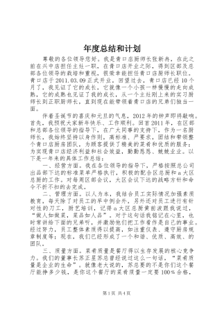 年度总结和计划