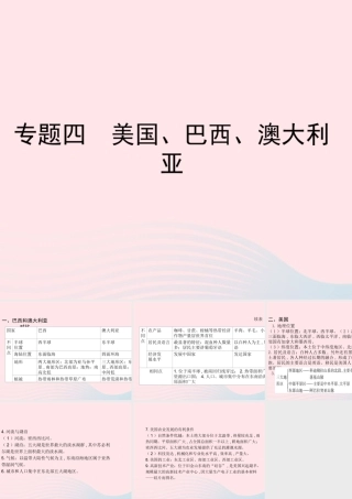 中考地理总复习 第二部分 综合专题强化 专题四 美国 巴西 澳大利亚课件