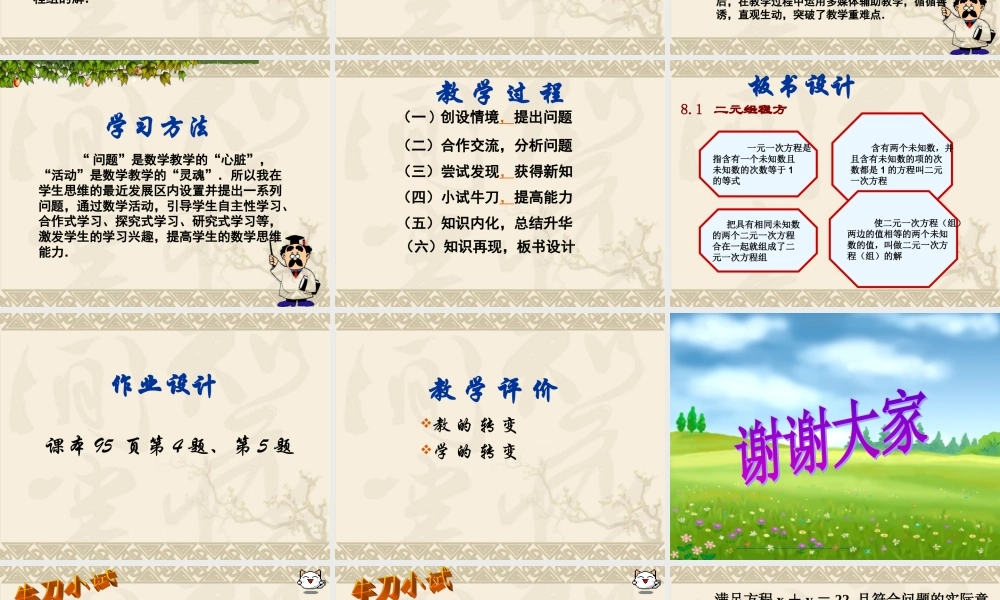 二元一次方程说课课件