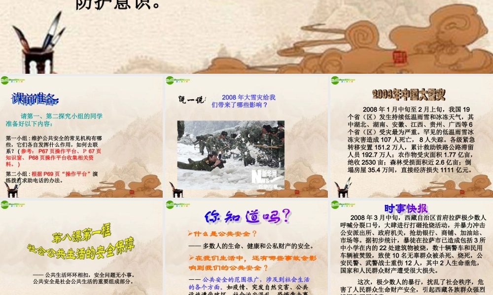 八年级政治上册 (社会公共生活的安全保障)课件 沪教版 课件