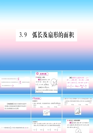 九年级数学下册 第3章 圆 39(弧长及扇形的面积)课堂导练课件(含中考真题)(新版)北师大版 课件