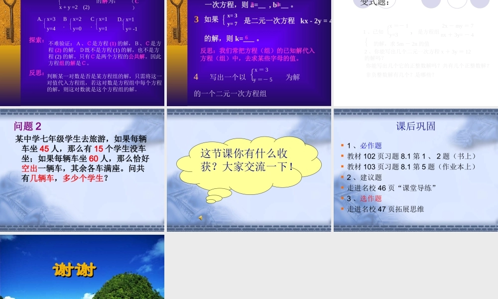 七年级数学二元一次方程组和它的解课件