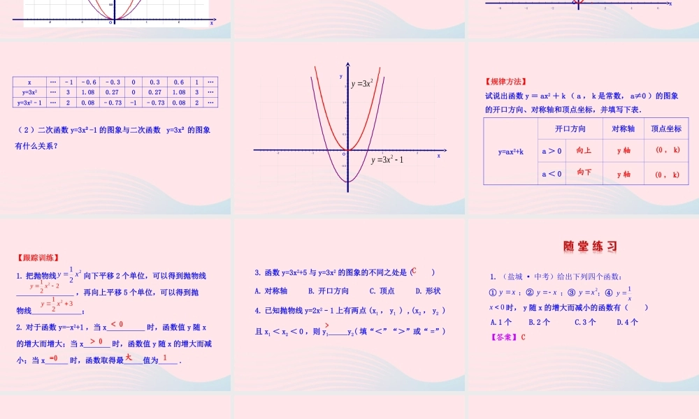 九年级数学下册 第27章二次函数272二次函数的图象与性质 2二次函数yax2bxc的图象与性质(第1课时)课件 华东师大版 课件