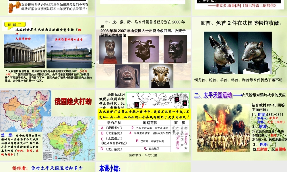 八年级历史上册(第2课 第二次鸦片战争期间列强侵华罪行)课件