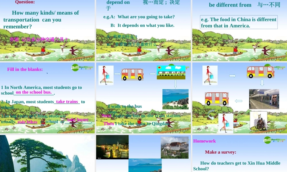 七年级英语上册 Unit6 How do you get to school课件 鲁教版 课件