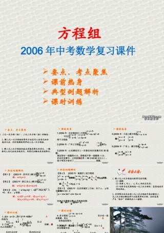 方程组中考数学复习课件 华东师大版 课件