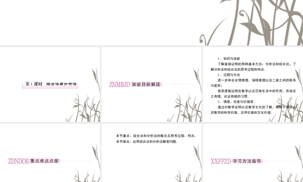 数学 2、2-2-1综合法与分析法课件 新人教B版选修1-2 课件