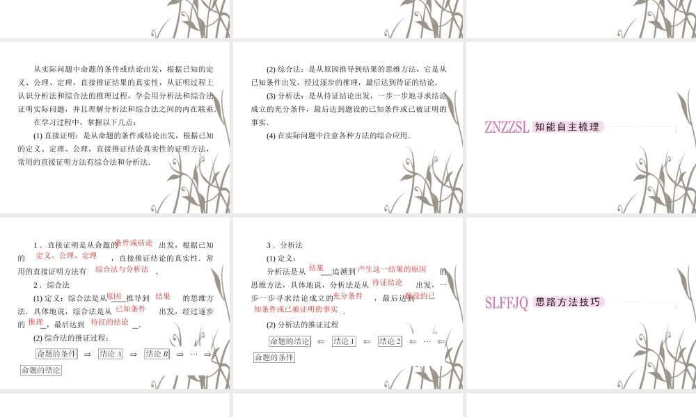 数学 2、2-2-1综合法与分析法课件 新人教B版选修1-2 课件