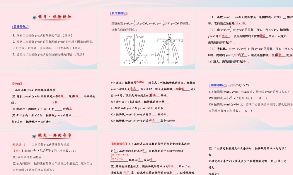 九年级数学下册 第26章二次函数 261二次函数及其图象 2二次函数yax2的图象习题课件 新人教版 课件