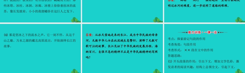 八年级语文下册 第五单元 18在长江源头各拉丹冬习题课件 新人教版 课件