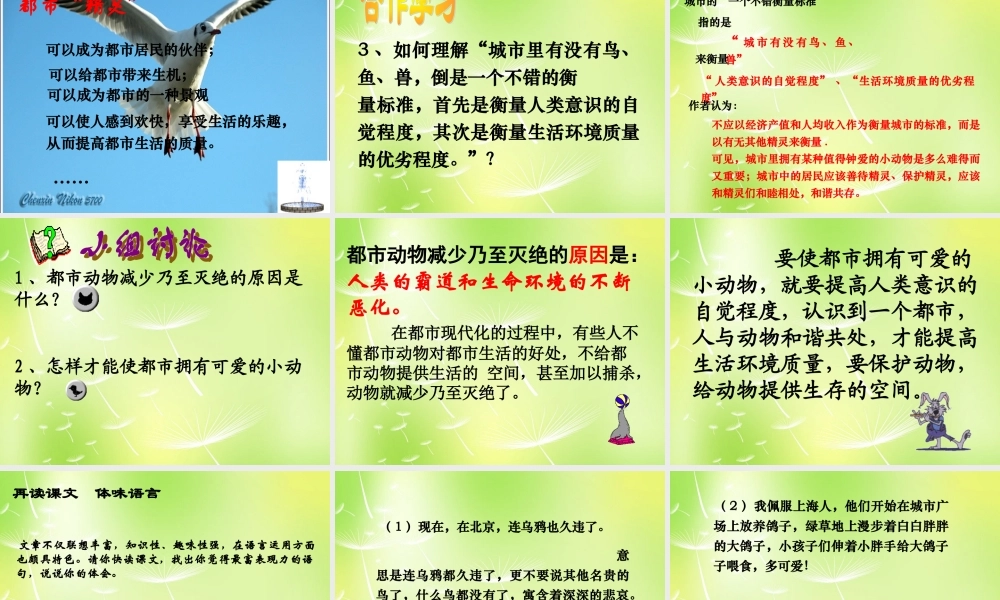 八年级语文上册 第五单元 22 都市精灵课件 (新版)苏教版 课件