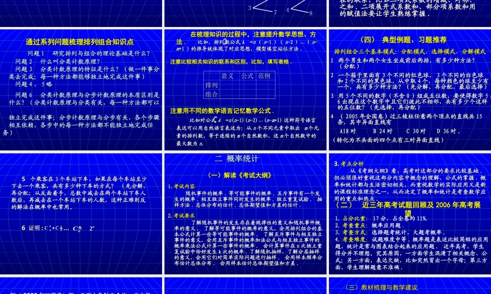 排列组合二项式定理、概率专题 人教版0 课件