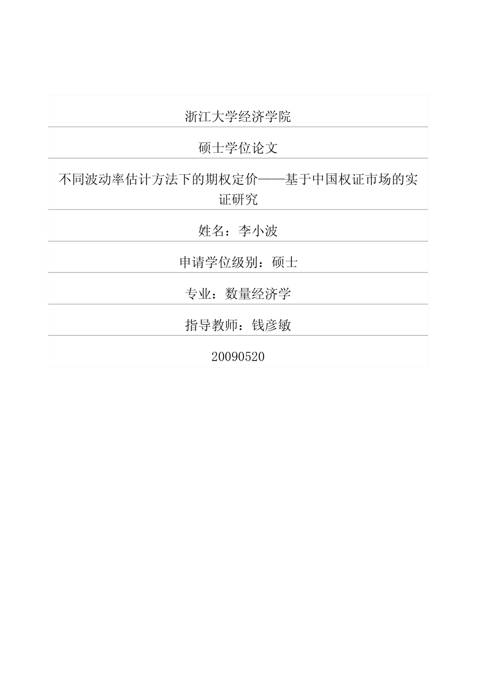 不同波动率估计方法下的期权定价——基于中国权证市场的实证研究_第1页