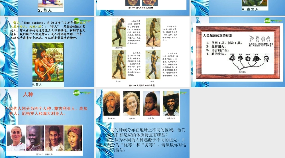 八年级生物下册 第五单元第二章第二节人类的进化课件 济南版 课件