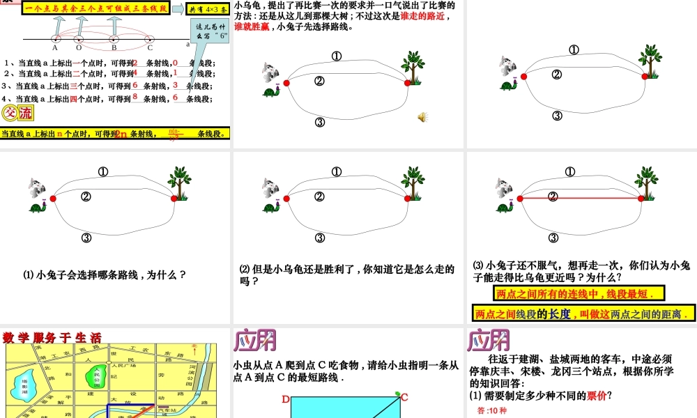 七年级数学直线、射线、线段课件1 苏教版 课件