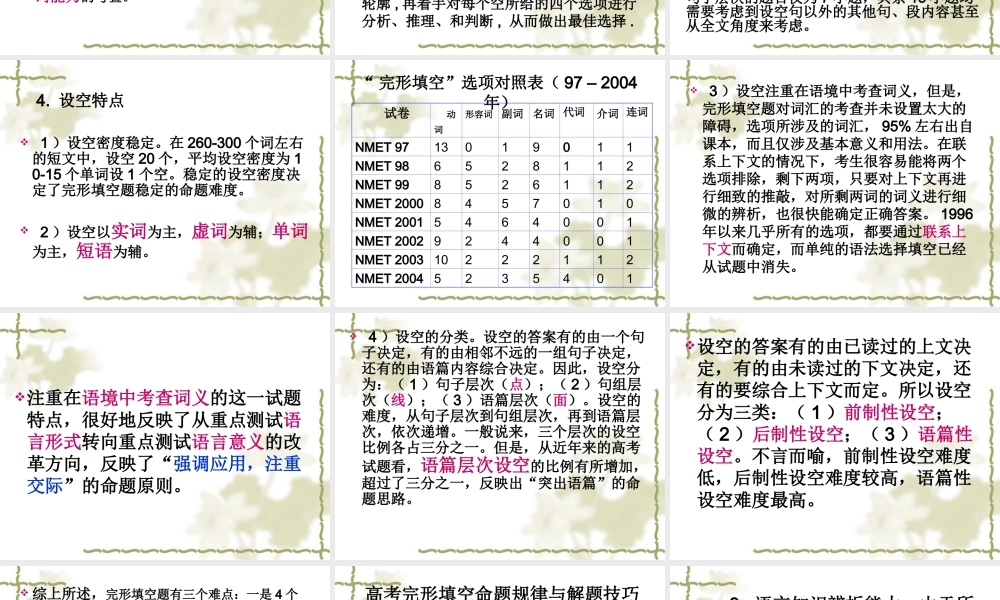 完形填空课件2 河北省高考英语第二轮专项复习课件[整理九套]人教版 河北省高考英语第二轮专项复习课件[整理九套]人教版