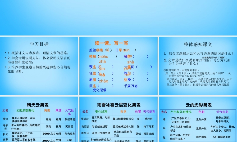 中学七年级语文上册 5.22 看云识天气课件 新人教版 课件