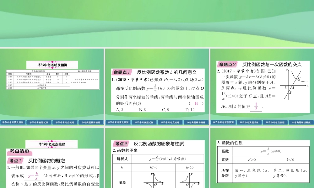 中考数学复习 第3章 函数及其图象 第11课时 反比例函数(精讲)课件