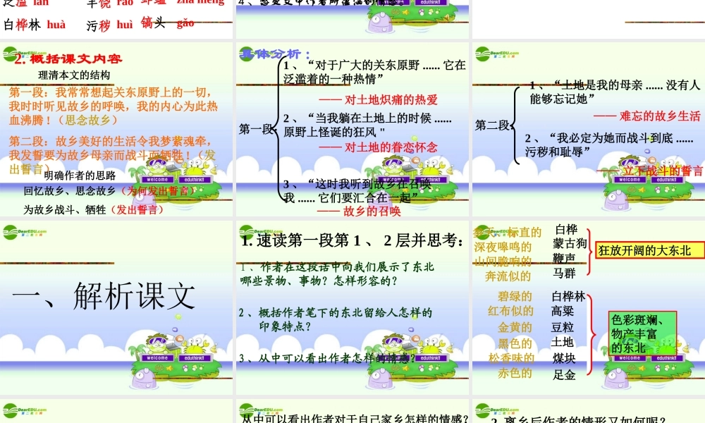 七年级语文下册 (土地的誓言)教学课件 人教新课标版 课件