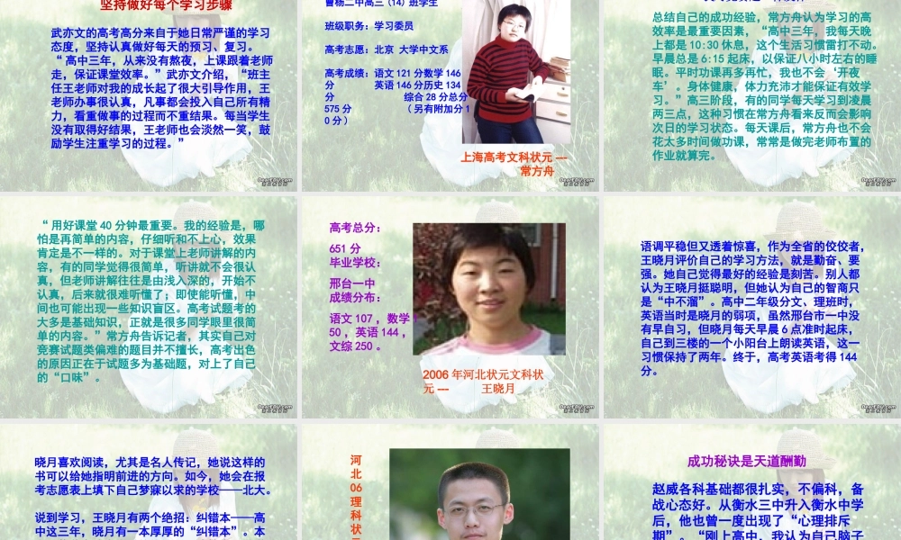 全国高考状元荟萃 新课标 人教版 试题