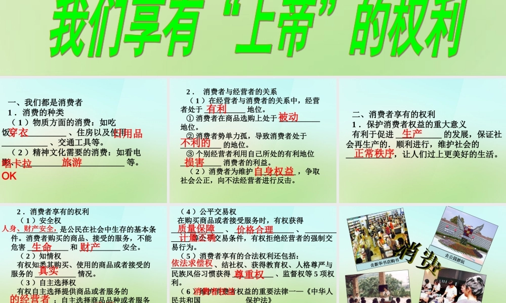 八年级政治下册 第八课 第1框(我们享有 上帝 的权利)课件 新人教版 课件
