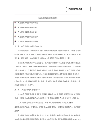 人力资源规划系统基础建设