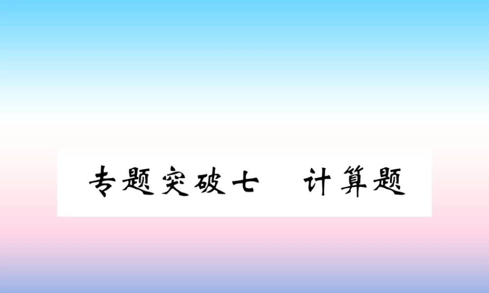 中考化学复习 第2编 重点专题突破篇 专题突破7 计算题(精讲)课件