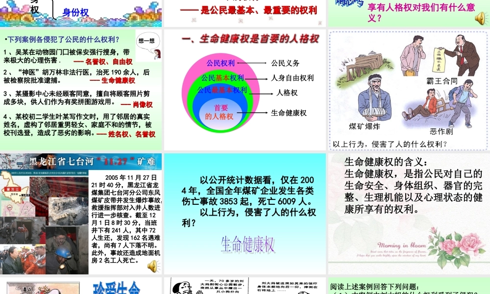 八年级政治下册-生命和健康的权利课件人教版