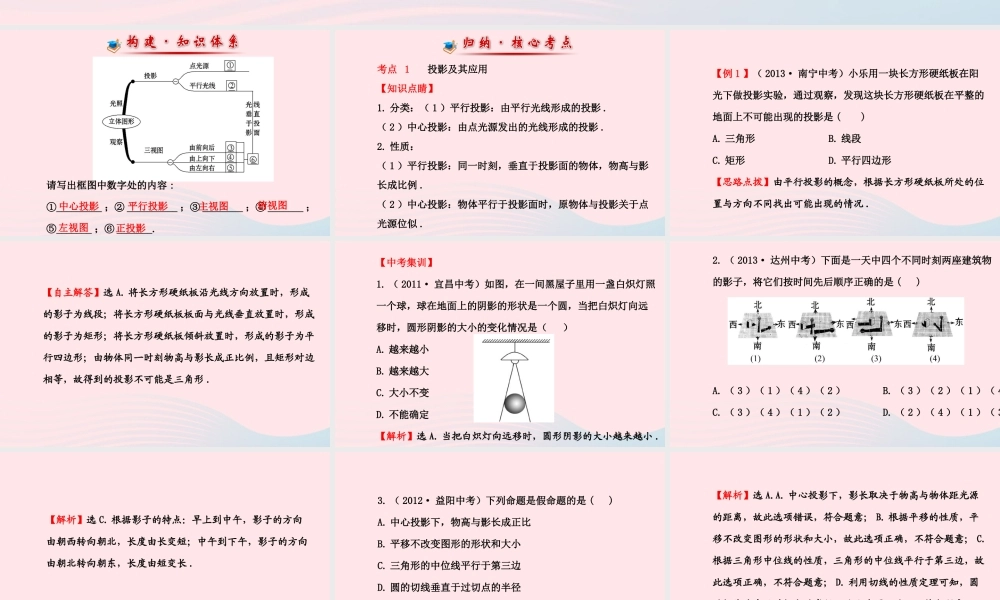 九年级数学下册 阶段专题复习 第29章投影与视图习题课件 新人教版 课件
