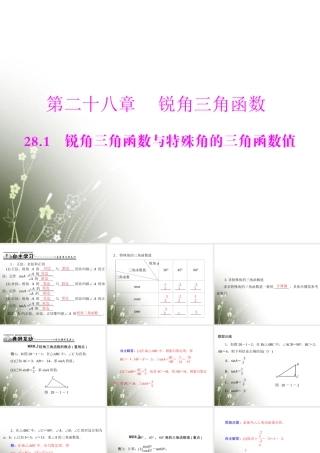 九年级数学下册 第二十八章 锐角三角函数 281 锐角三角函数与特殊角的三角函数值配套课件 新人教版 课件