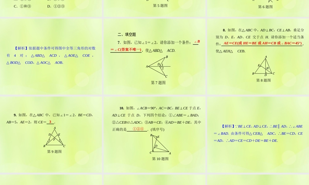 八年级数学上册 第13章 全等三角形 考点专训(四)全等三角形的判定与性质习题课件 (新版)华东师大版 课件
