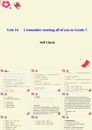 九年级英语全册 Unit 14 I remember meeting all of you in Grade 7 Self Check课件 (新版)人教新目标版 课件