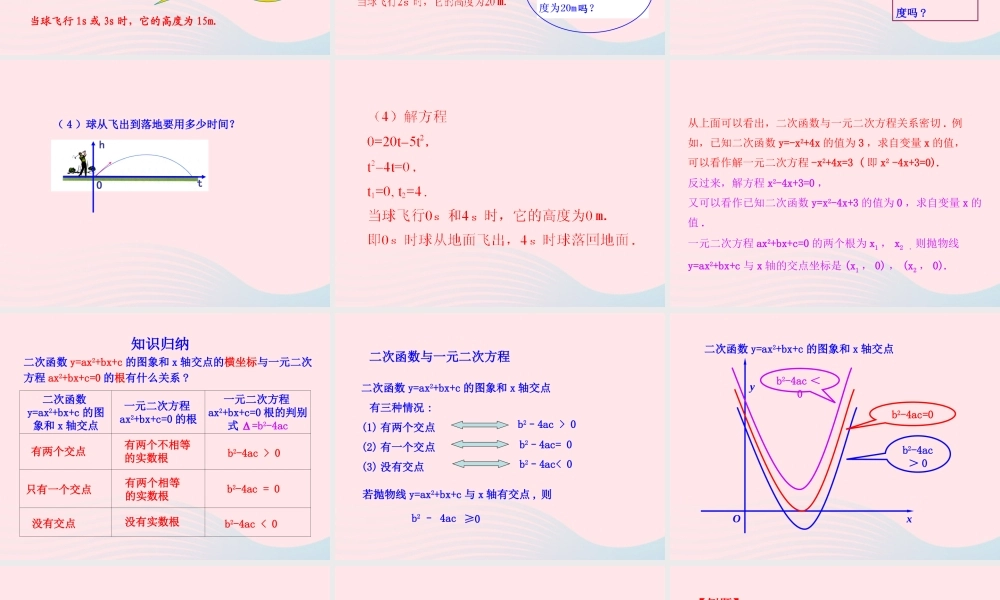 九年级数学下册 第二十六章 反比例函数262 用函数观点看一元二次方程课件 (新版)新人教版 课件