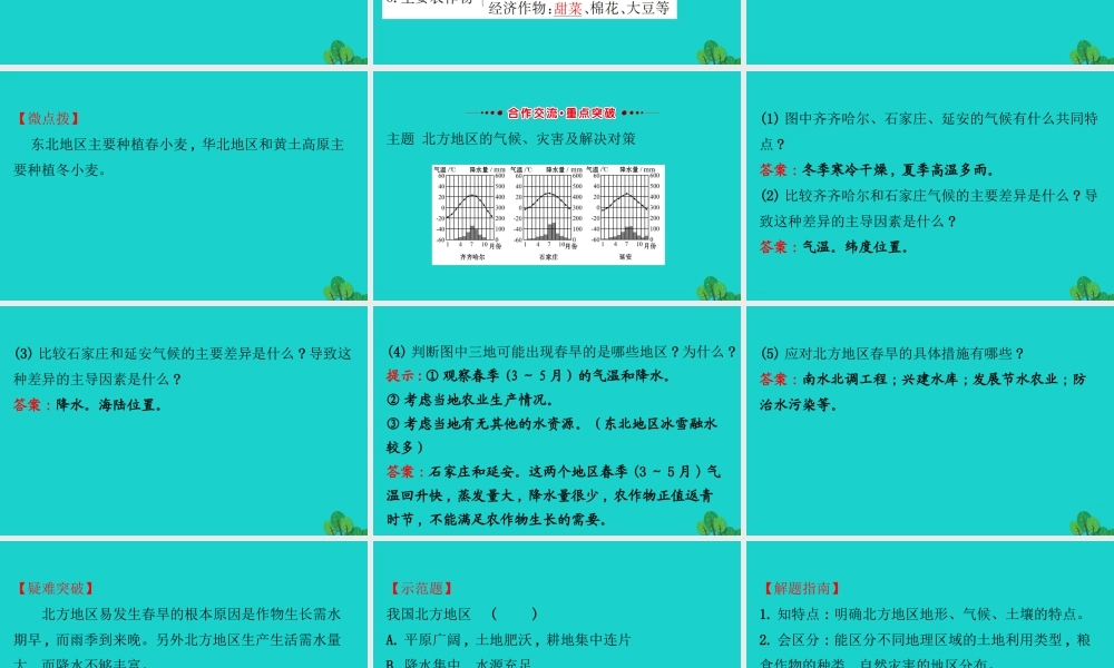 八年级地理下册 第六章 第一节自然特征与农业习题课件(新版)新人教版 课件
