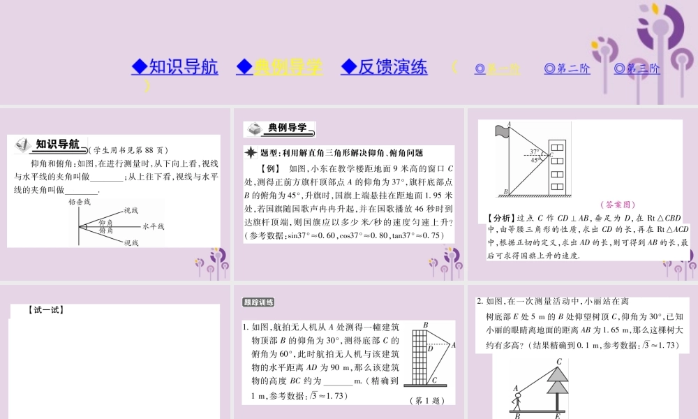 九年级数学上册 第24章 解直角三角形 244 解直角三角形 第2课时 解直角三角形(二)习题课件 (新版)华东师大版 课件