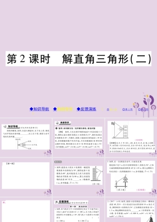 九年级数学上册 第24章 解直角三角形 244 解直角三角形 第2课时 解直角三角形(二)习题课件 (新版)华东师大版 课件