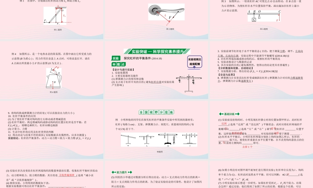 广东省中考物理一轮复习 第十二讲 简单机械 命题点1 杠杆课件