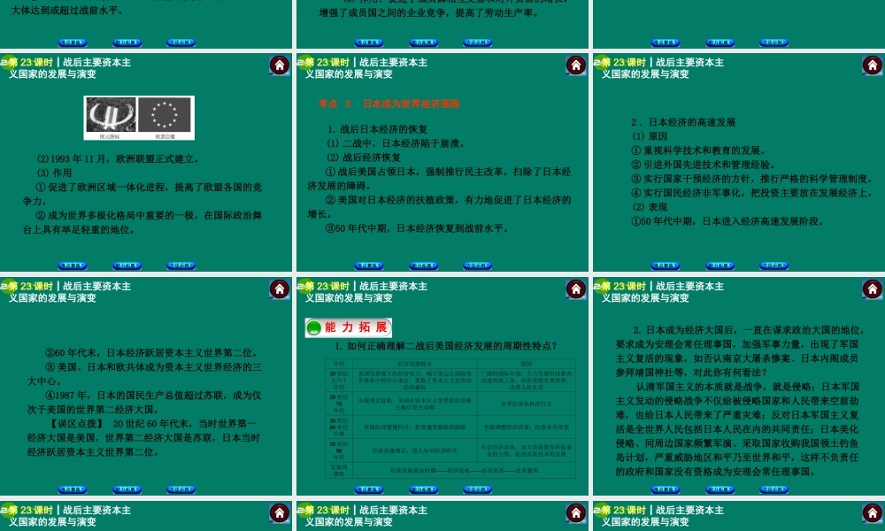 中考历史总复习 第23课时 战后主要资本主义国家的发展与演变课件 岳麓版 课件