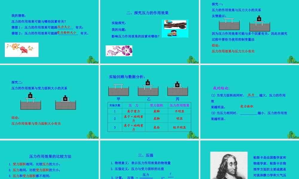 八年级物理全册 第八章 第一节 压力的作用效果课件 八年级物理全册 第八章 第一节 压力的作用效果课件+素材 (新版)沪科版 八年级物理全册 第八章 第一节 压力的作用效果课件+素材 (新版)沪科版-2