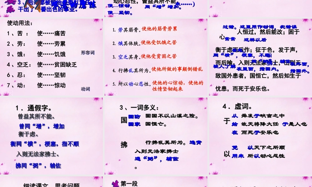 中学八年级语文上册 26 生于忧患，死于安乐课件 语文版 课件