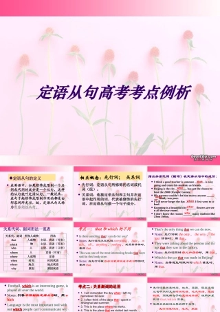 定语从句高考考点例析 新课标 人教版 试题